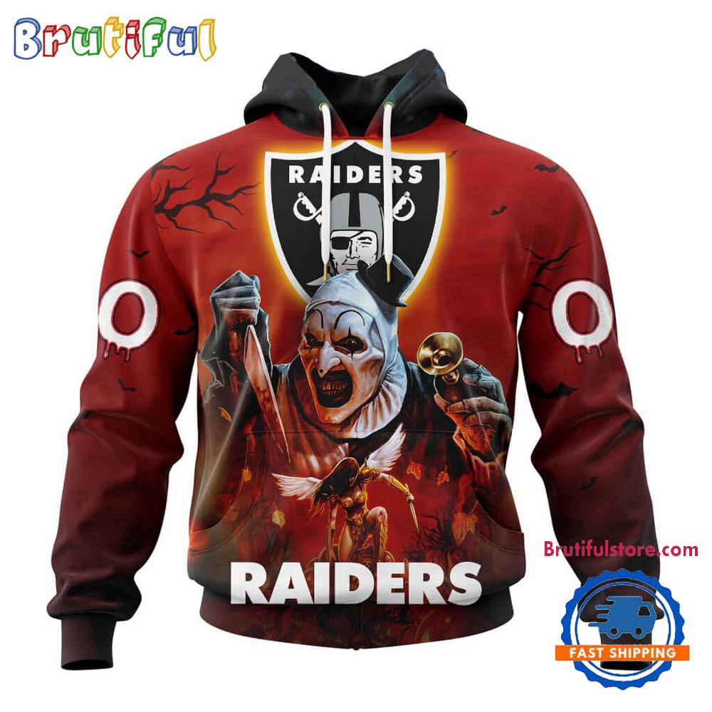 NFL Las Vegas Raiders Horror Terrifier Ghoulish Valak Halloween Football Hoodie