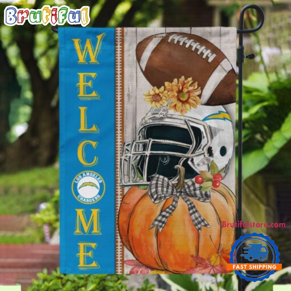 NFL Los Angeles Chargers Flower Pumpkin Halloween Football Garden Flag