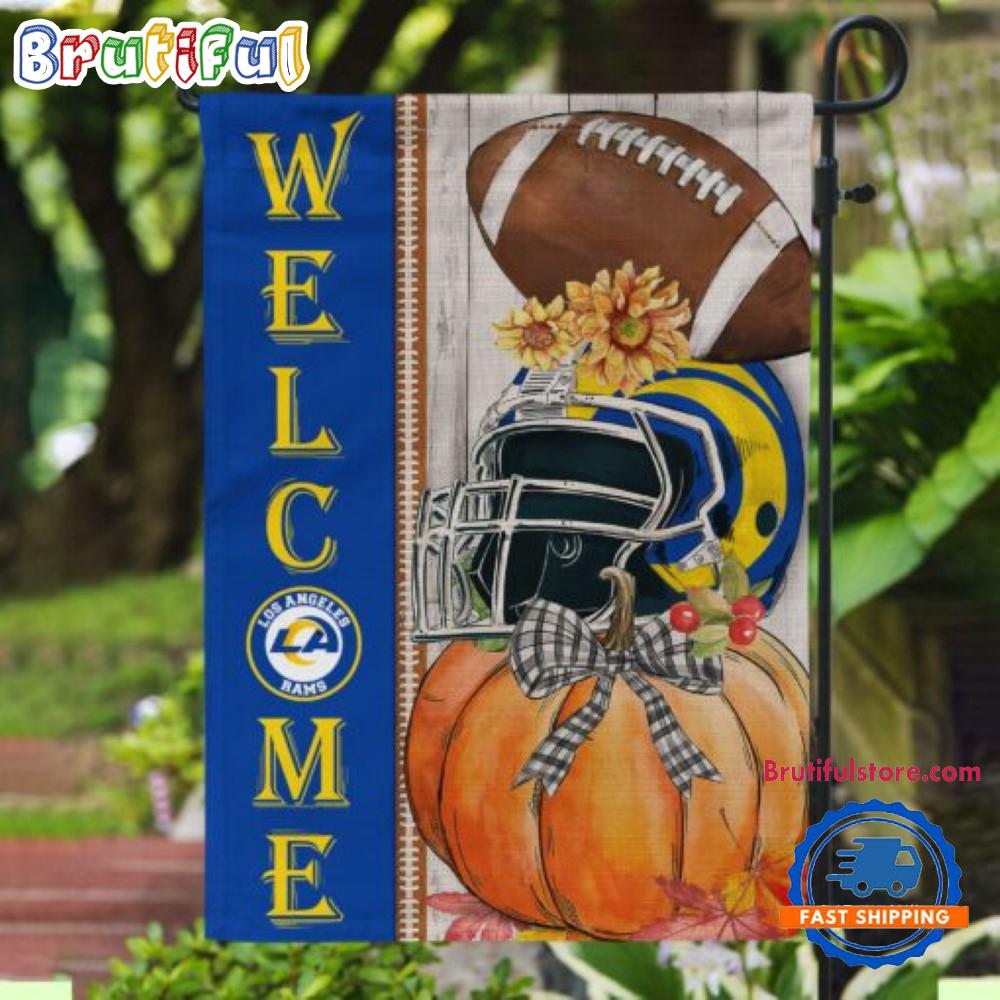 NFL Los Angeles Rams Flower Pumpkin Halloween Football Garden Flag