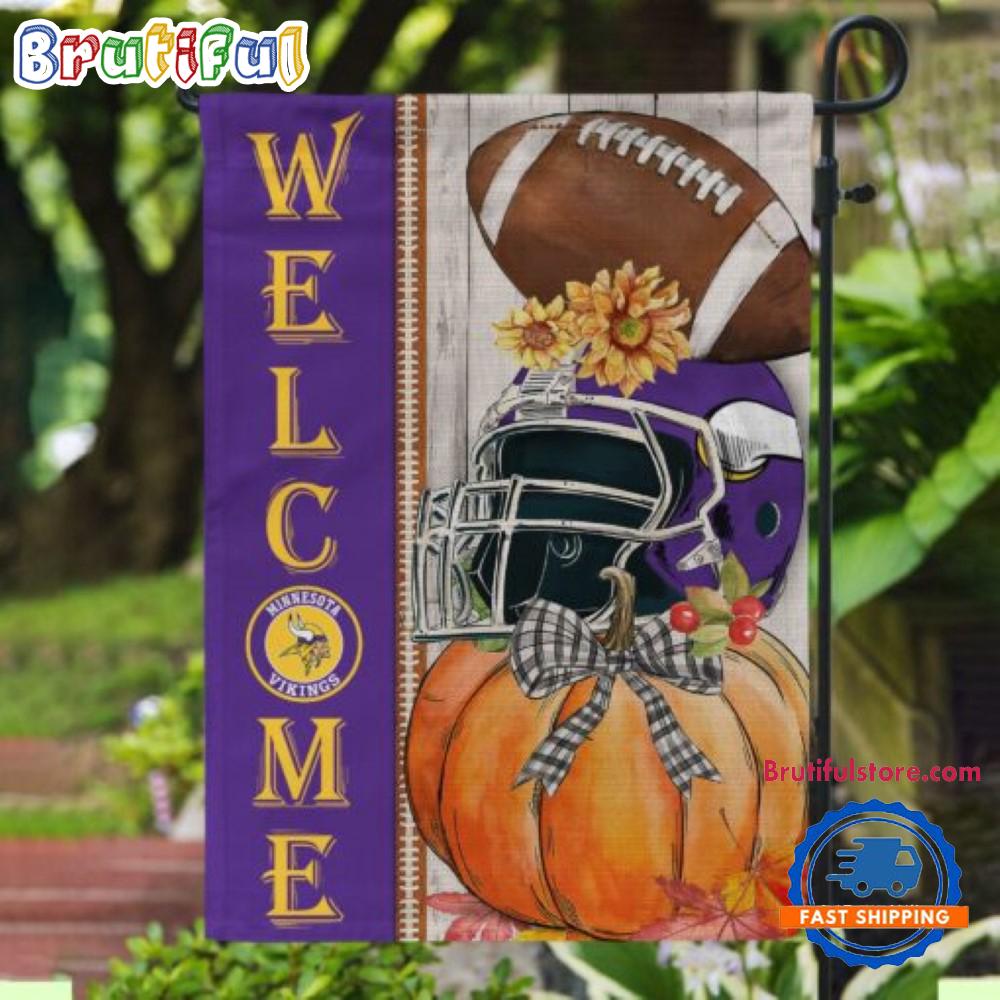 NFL Minnesota Vikings Flower Pumpkin Halloween Football Garden Flag