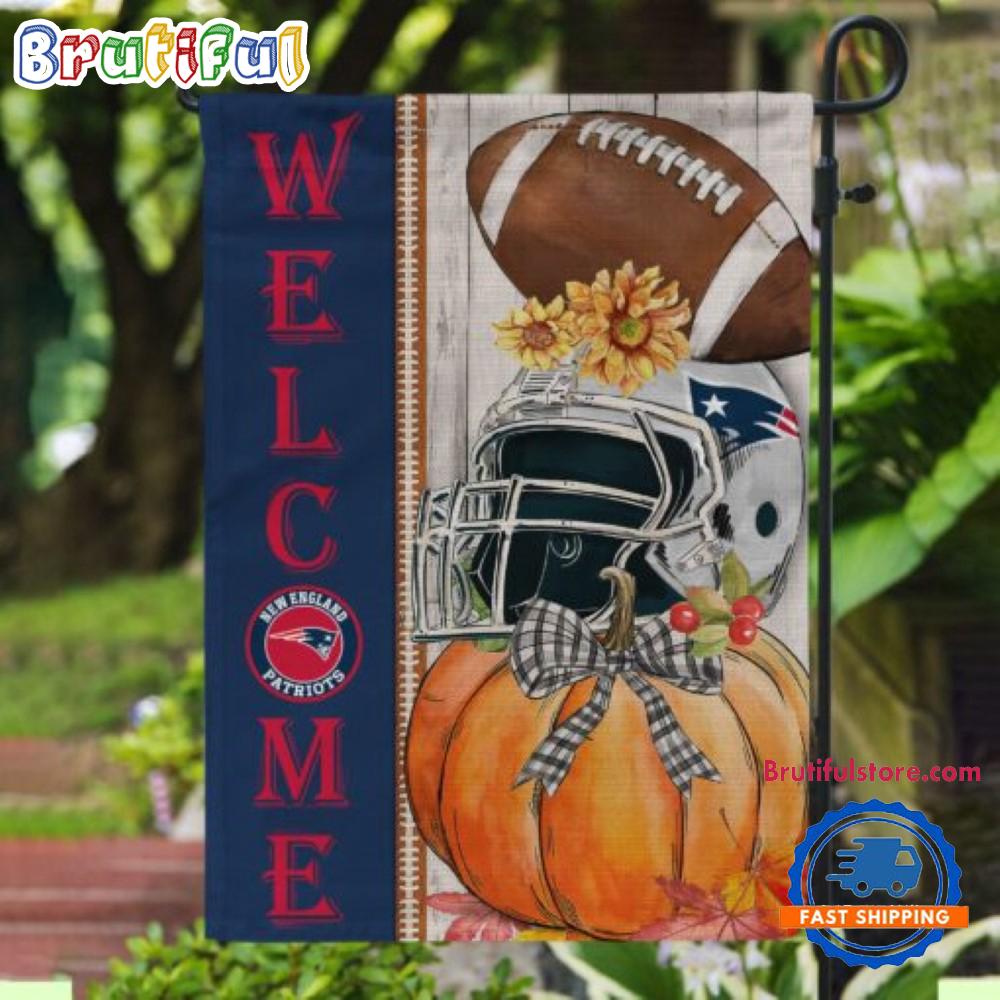NFL New England Patriots Flower Pumpkin Halloween Football Garden Flag