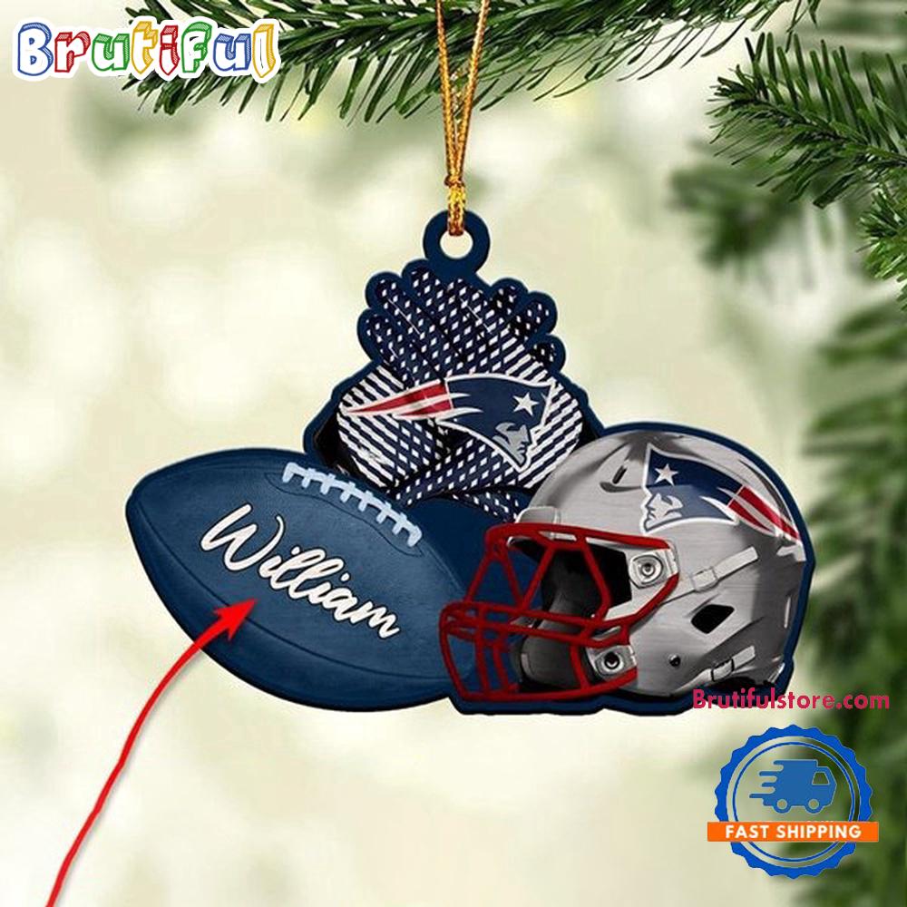 NFL New England Patriots Football Helmets Christmas Ornament, Custom Football Ornament Decoration
