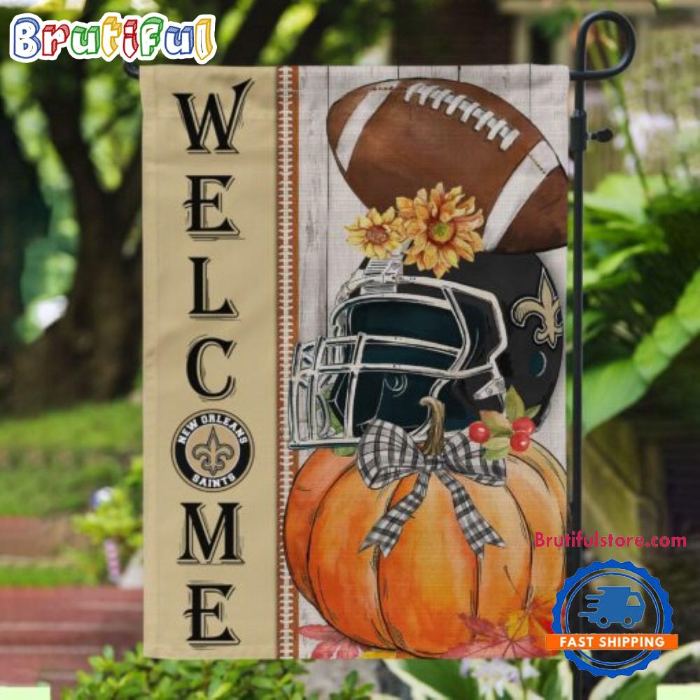 NFL New Orleans Saints Flower Pumpkin Halloween Football Garden Flag