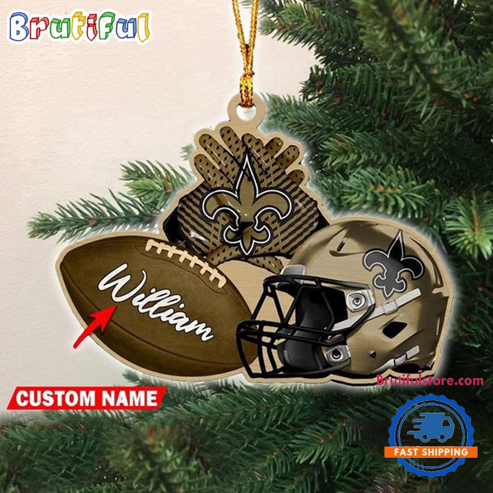 NFL New Orleans Saints Football Helmets Christmas Ornament, Custom Football Ornament Decoration