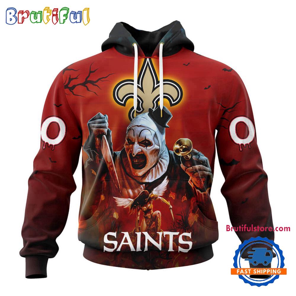 NFL New Orleans Saints Horror Terrifier Ghoulish Valak Halloween Football Hoodie