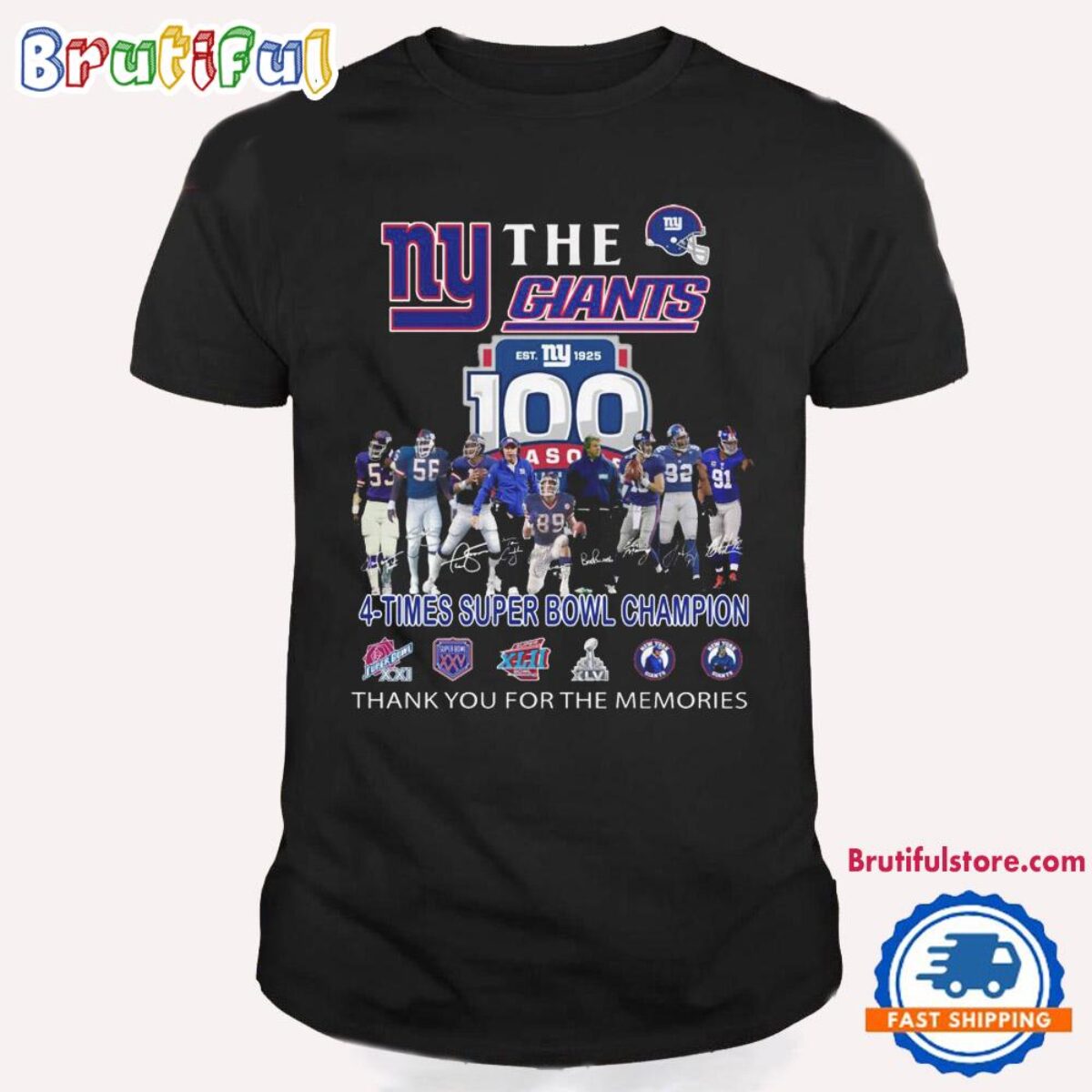 NFL New York Giants 100 Season Est 1952 4 Time Super Bowl