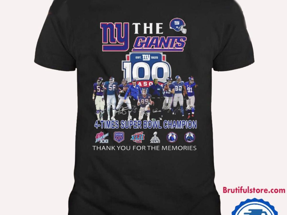 Champion New York Giants XL ネイビー シャツ NFL New York Giants 100 Season Est 1952 4 Time Super Bowl