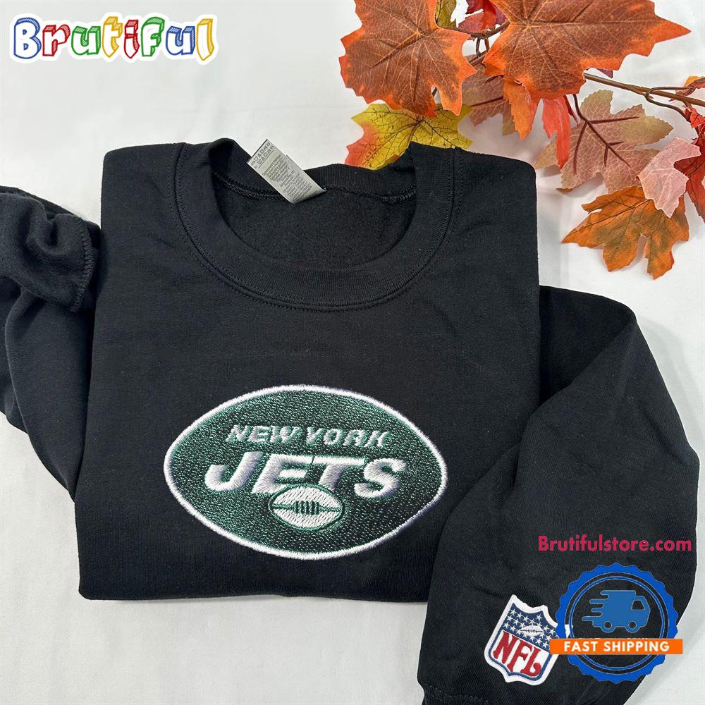 NFL New York Jets Logo Team Football Embroidered Sweatshirts, Football Embroidered Sweatshirt