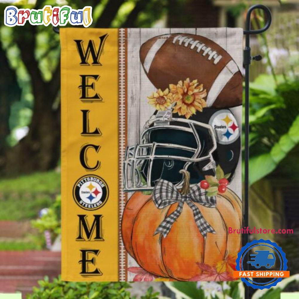NFL Pittsburgh Steelers Flower Pumpkin Halloween Football Garden Flag