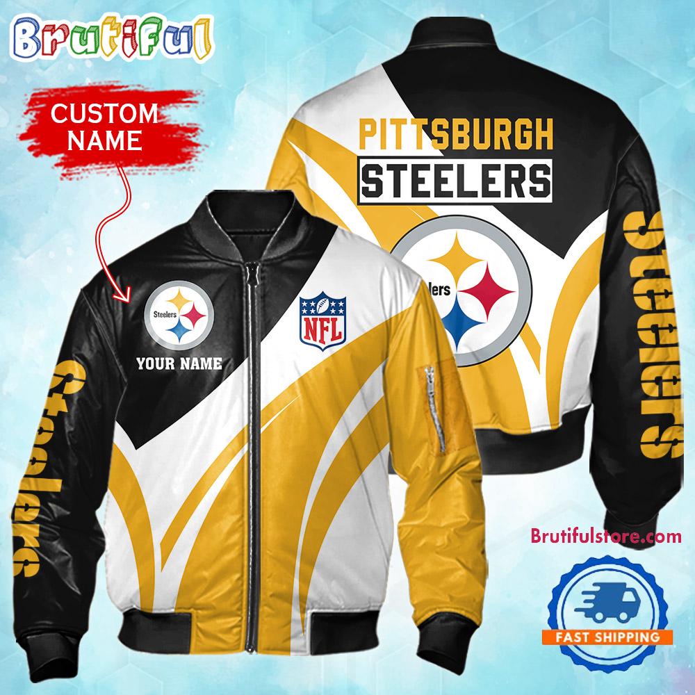 NFL Pittsburgh Steelers Football Team Logo Personalized Bomber Jacket
