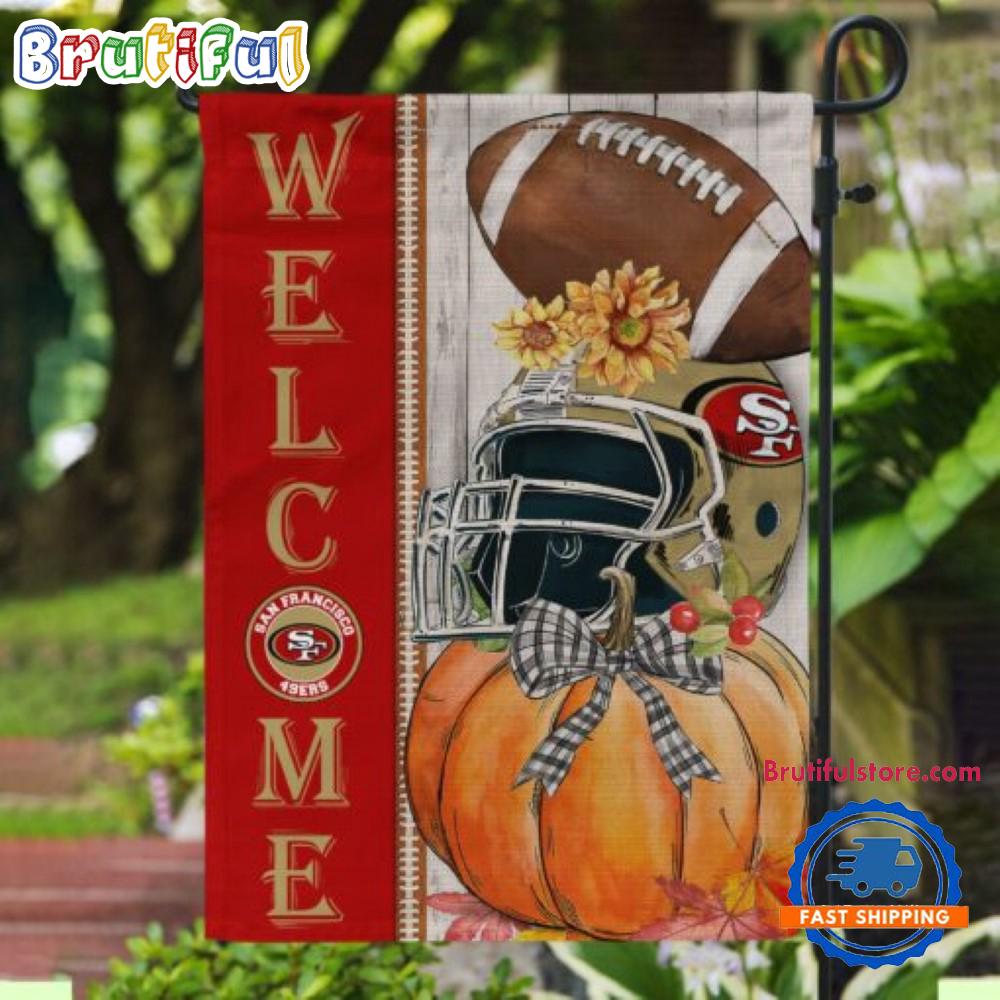 NFL San Francisco 49ers Flower Pumpkin Halloween Football Garden Flag