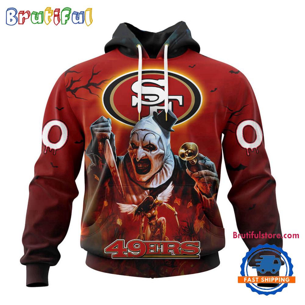 NFL San Francisco 49ers Horror Terrifier Ghoulish Valak Halloween Football Hoodie