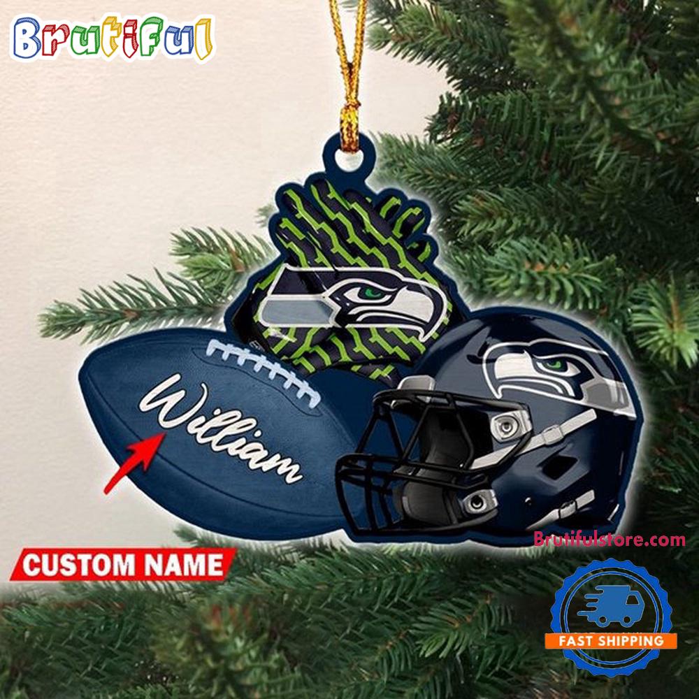 NFL Seattle Seahawks Football Helmets Christmas Ornament, Custom Football Ornament Decoration