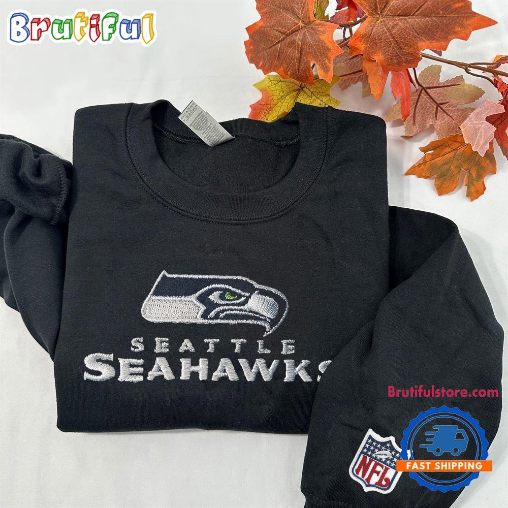 NFL Seattle Seahawks Logo Team Football Embroidered Sweatshirts, Football Embroidered Sweatshirt