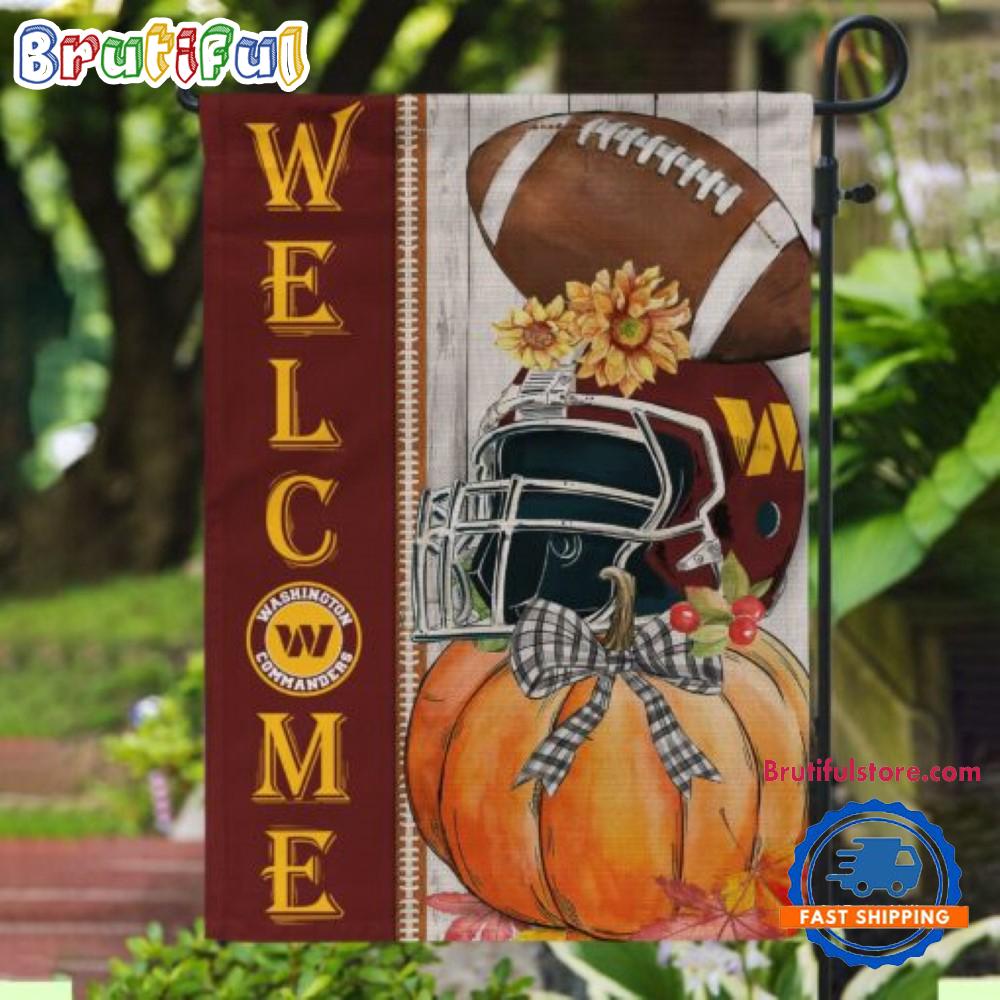 NFL Washington Commanders Flower Pumpkin Halloween Football Garden Flag