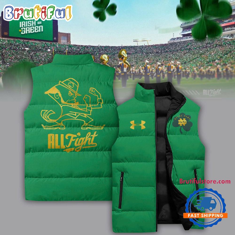 Notre Dame Irish Wear Green Sleeveless Puffer Jacket