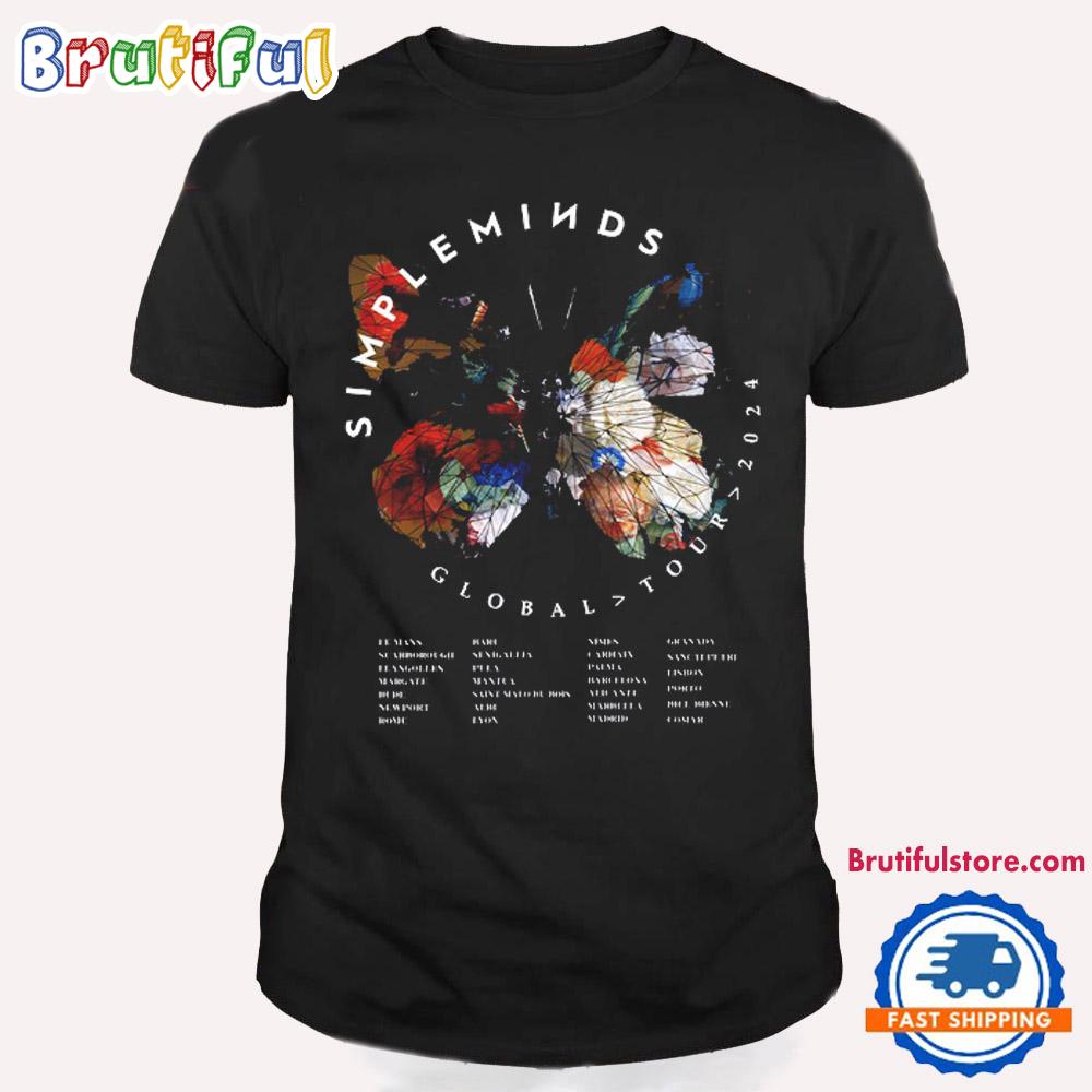 Simple Minds Butterfly Summer Tour Itinerary Lilac 2024 T Shirt