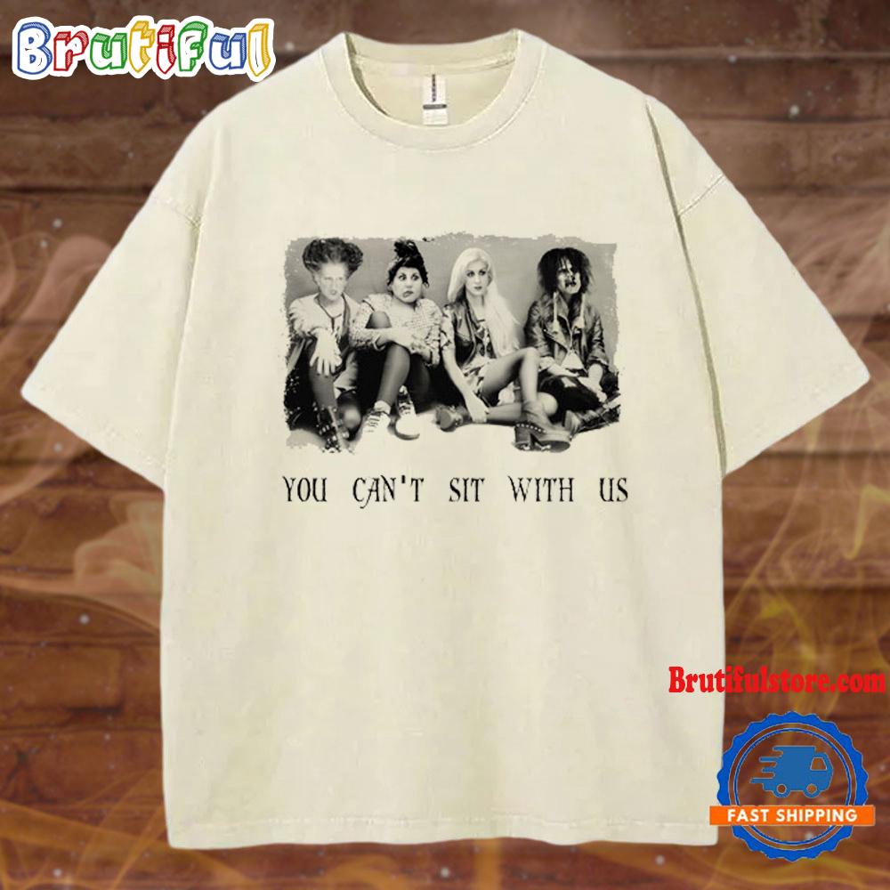 You Can't Sit With Us Horror Face Halloween Mineral Wash T Shirt