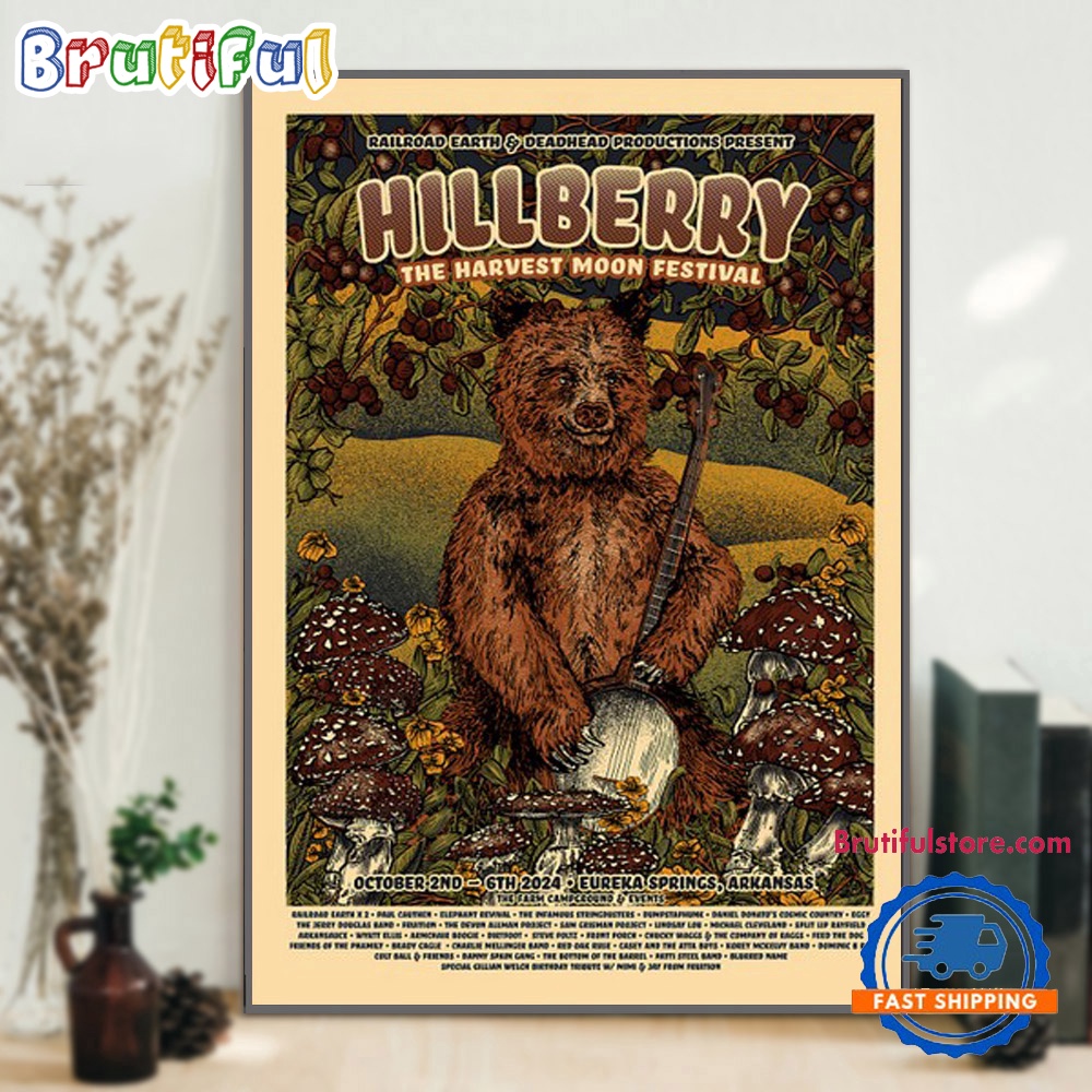 Hillberry Music Festival October 2 6 2024 The Farm in Eureka Springs AR Event Poster Canvas tornhn.jpg