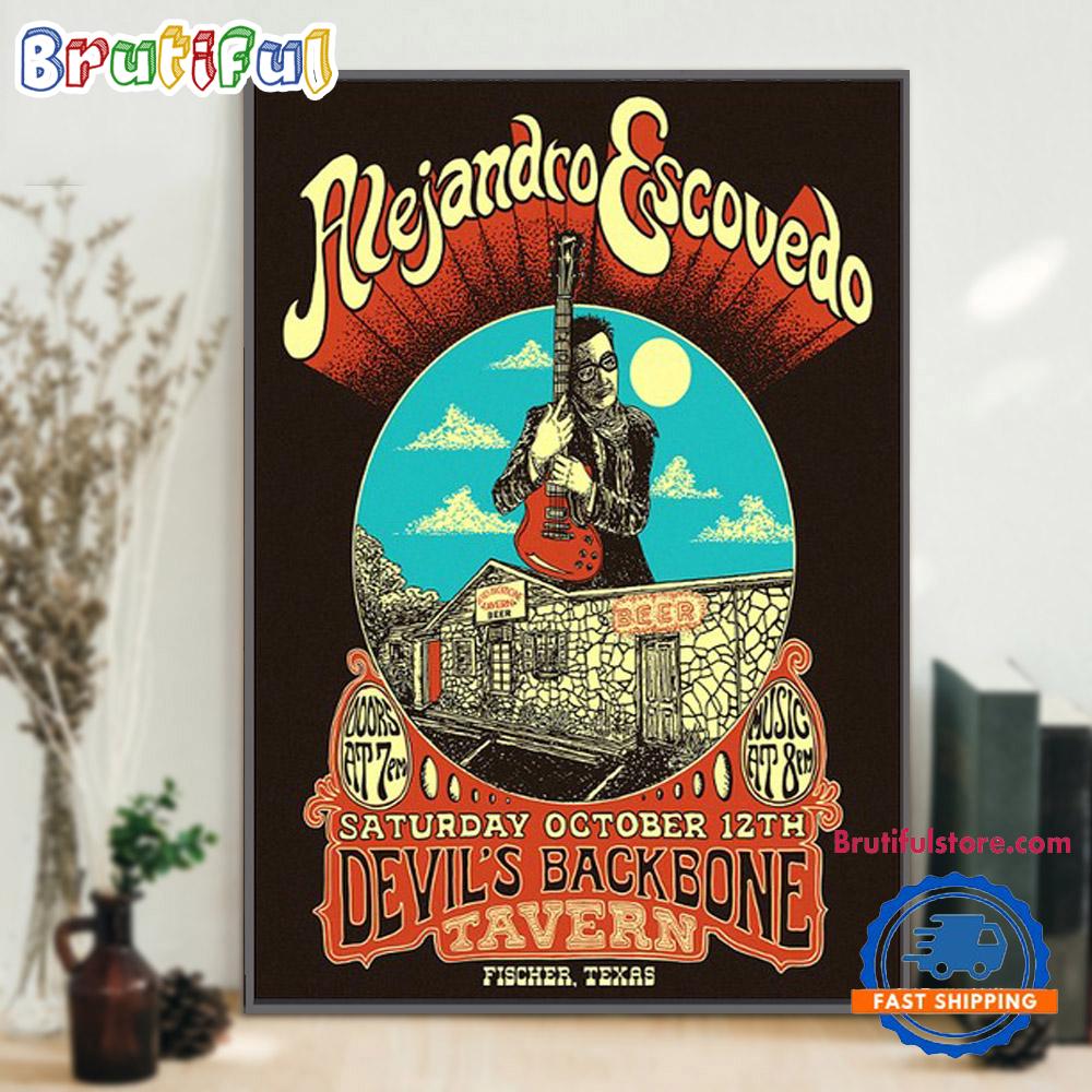 Alejandro Escovedo October 12 2024 Live At Devil's Backbone, Fischer, TX Tour Wall Art Poster Canvas