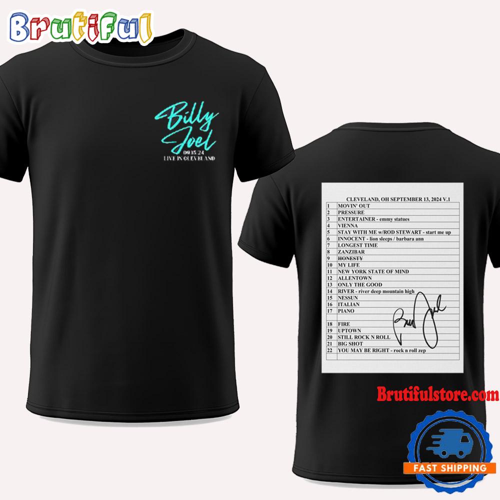 Billy Joel 9-13-24 Cleveland Set List Concert T Shirt