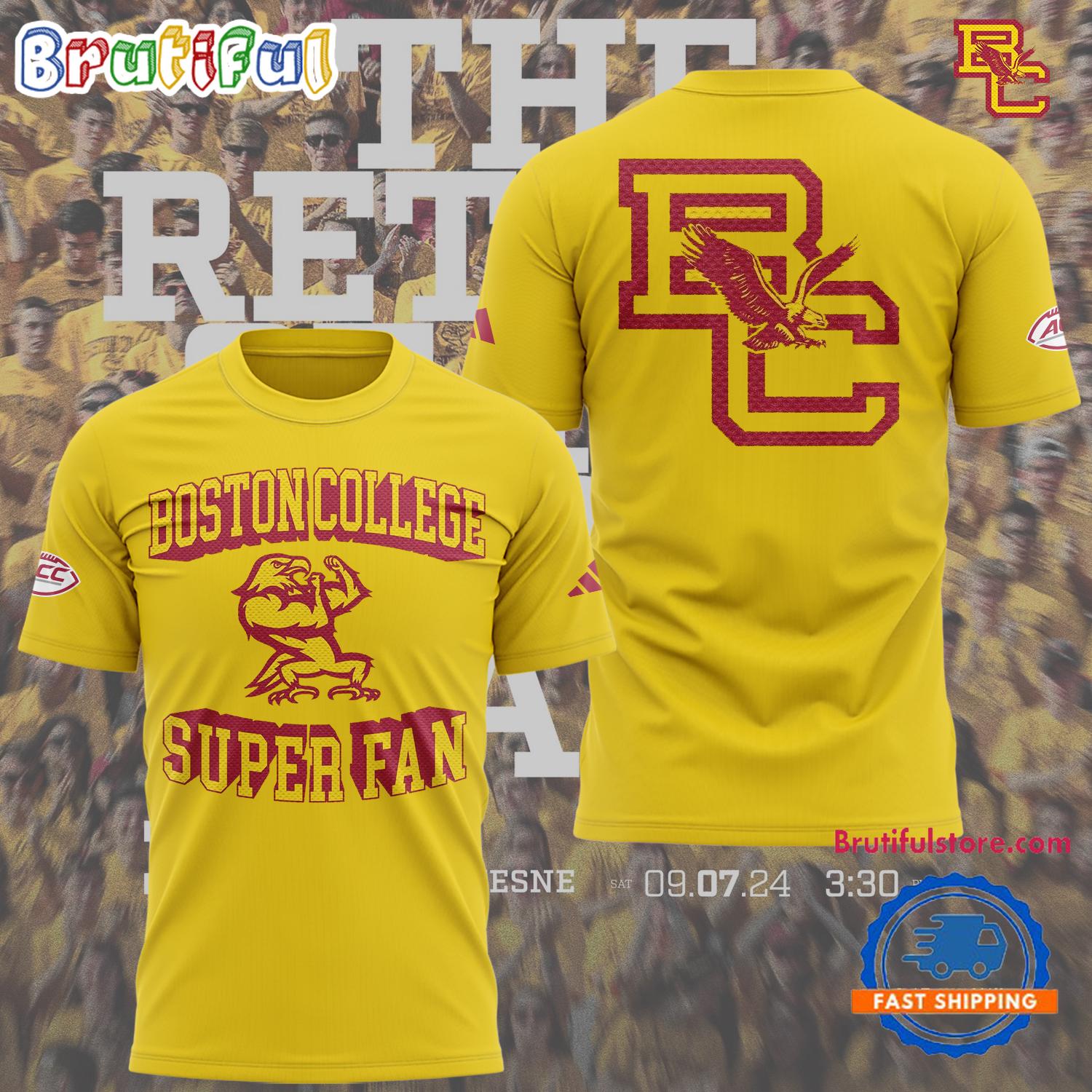 Boston College Eagles Football 2024 Super Fan 3D Shirt