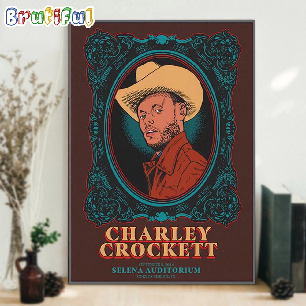 Charley Crockett Selena Auditorium, Corpus Christi, TX Sept 8 2024 Concert Wall Art Poster Canvas