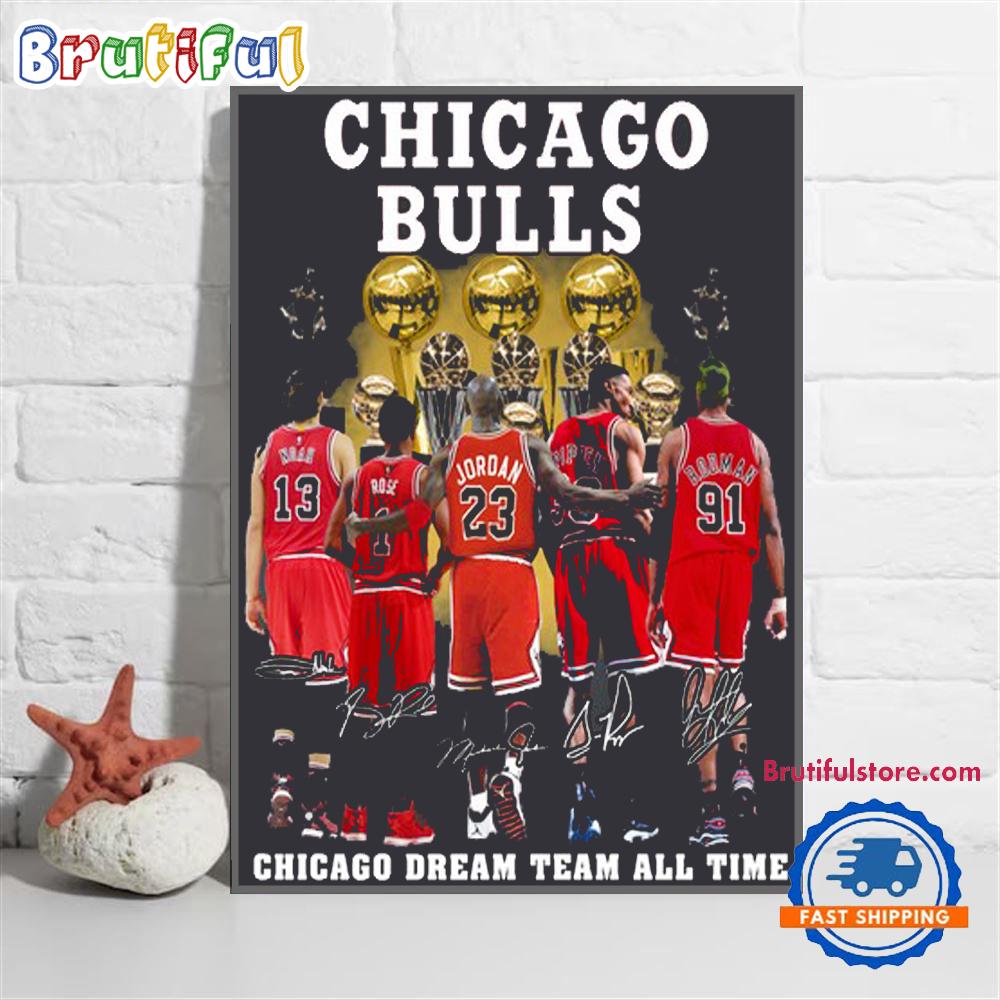 Chicago Bulls Dream Team All Time 2024 Wall Art Poster Canvas