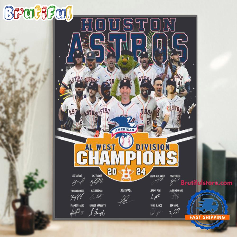 Houston Astros 2024 AL West Division Champions Team Graphics Design Wall Art Poster Canvas