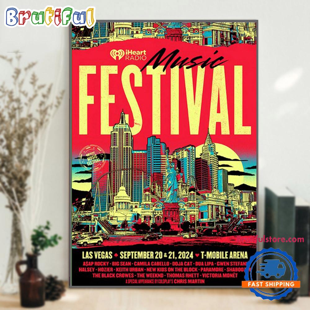 iHeartRadio Music Festival September 20-21 2024 T-Mobile Arena Las Vegas Event Wall Art Poster Canvas