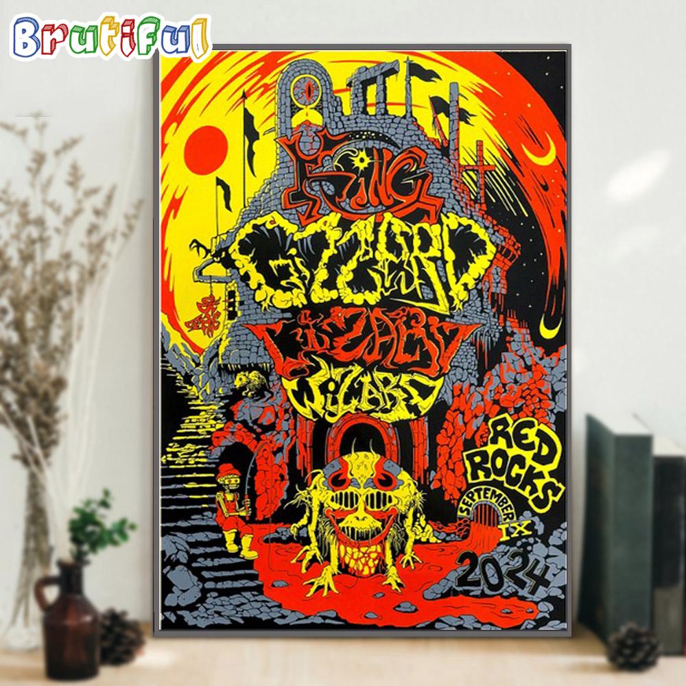 King Gizzard And The Lizard Wizard Red Rocks Amphitheatre, Morrison, CO Sept 9 2024 Band Tour Wall Art Poster Canvas