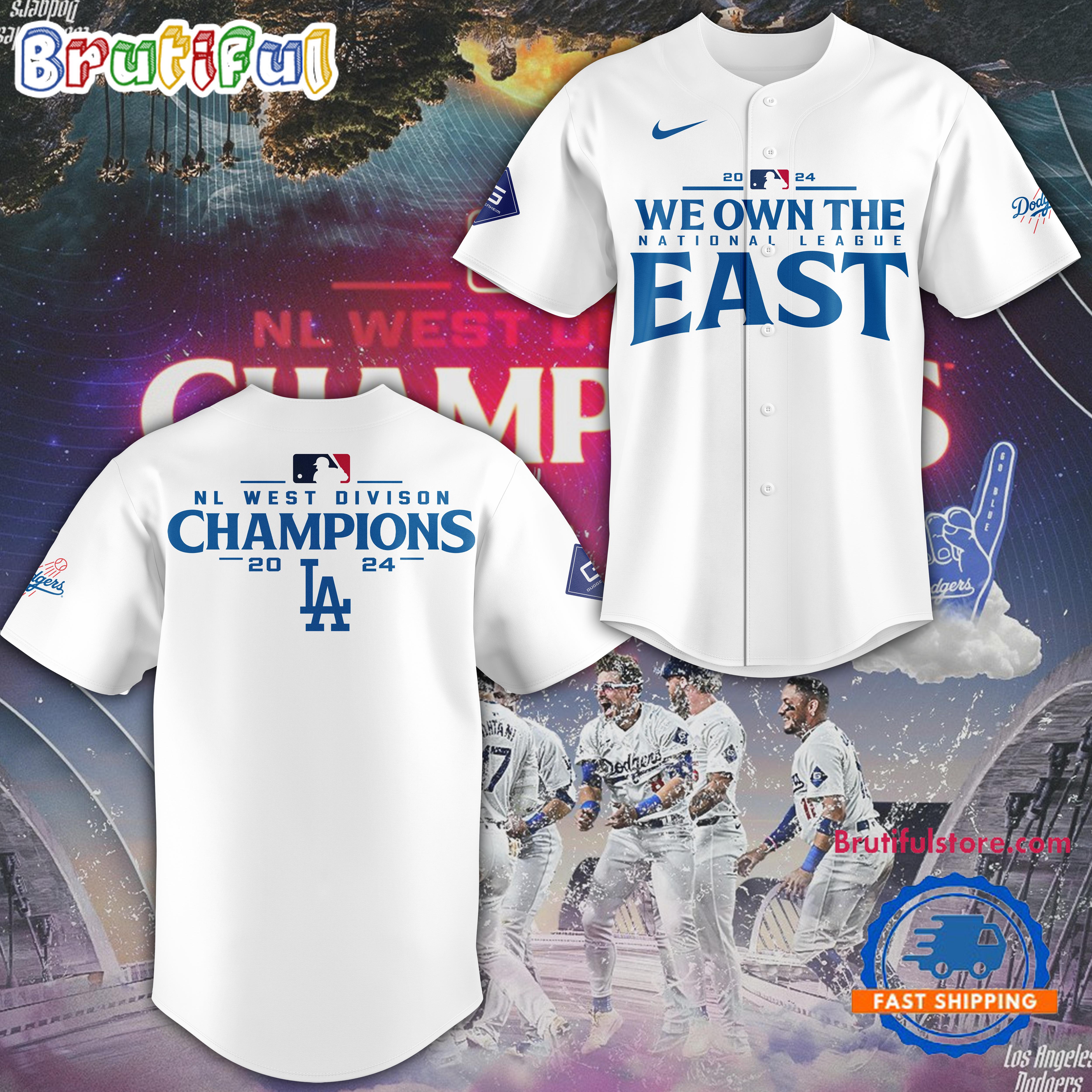 Los Angeles Dodgers 2024 We One The NL West Divison Champs Jersey Shirt