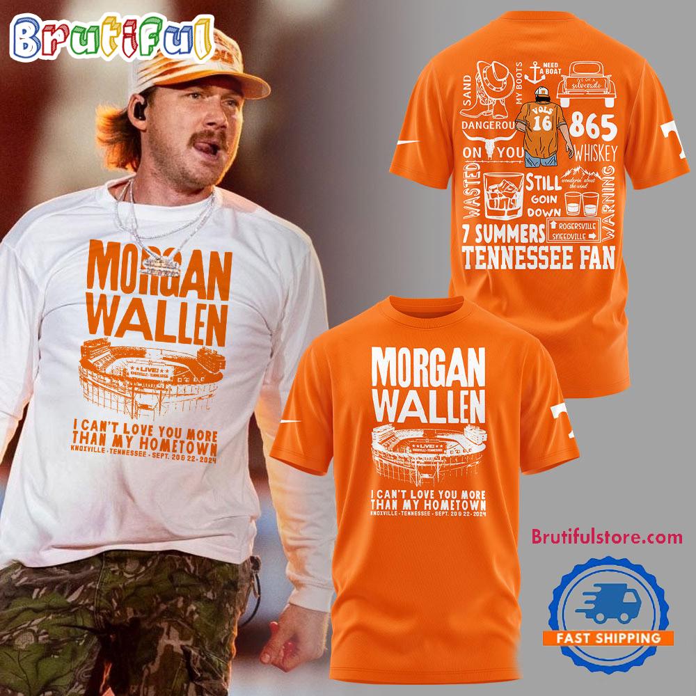 Morgan Wallen Live Knoxville Tennessee Volunteers Sept 20-22 2024 Orange T Shirt