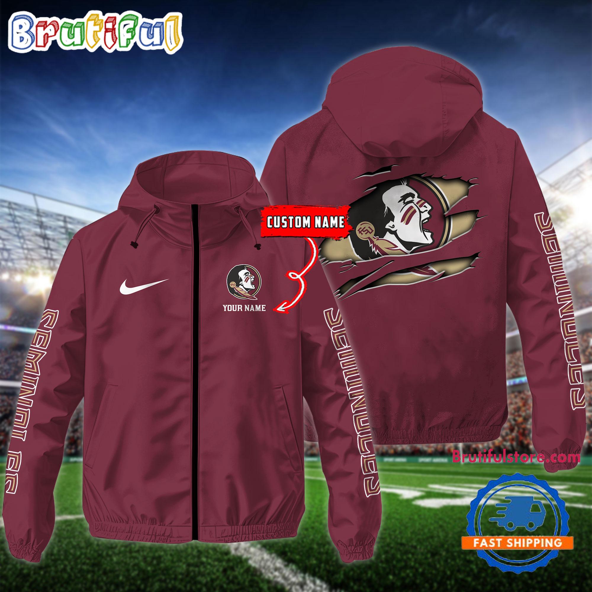 NCAA Florida State Seminoles Special Football Logo Team Design Windbreaker Outdoor Jacket