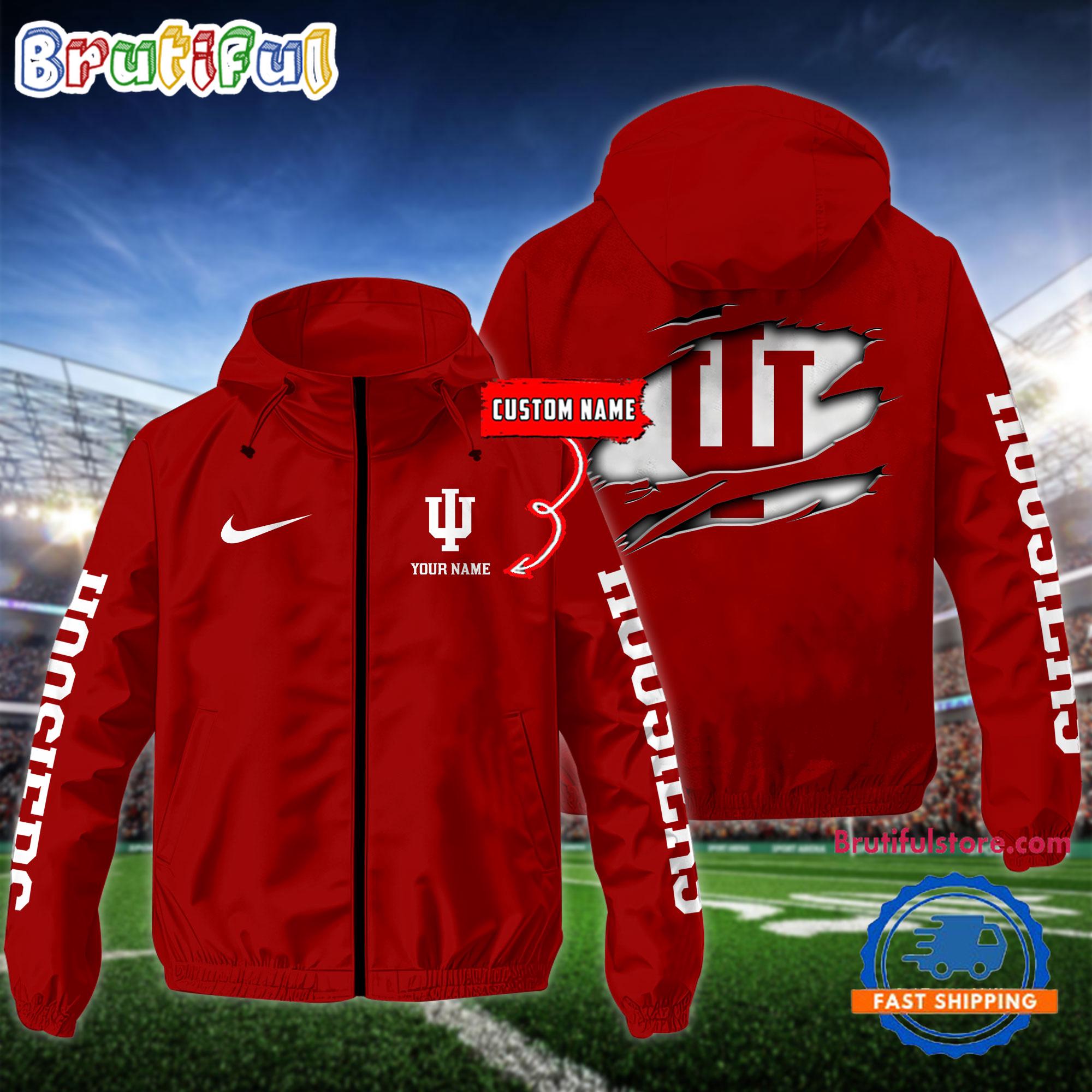 NCAA Indiana Hoosiers Special Football Logo Team Design Windbreaker Outdoor Jacket
