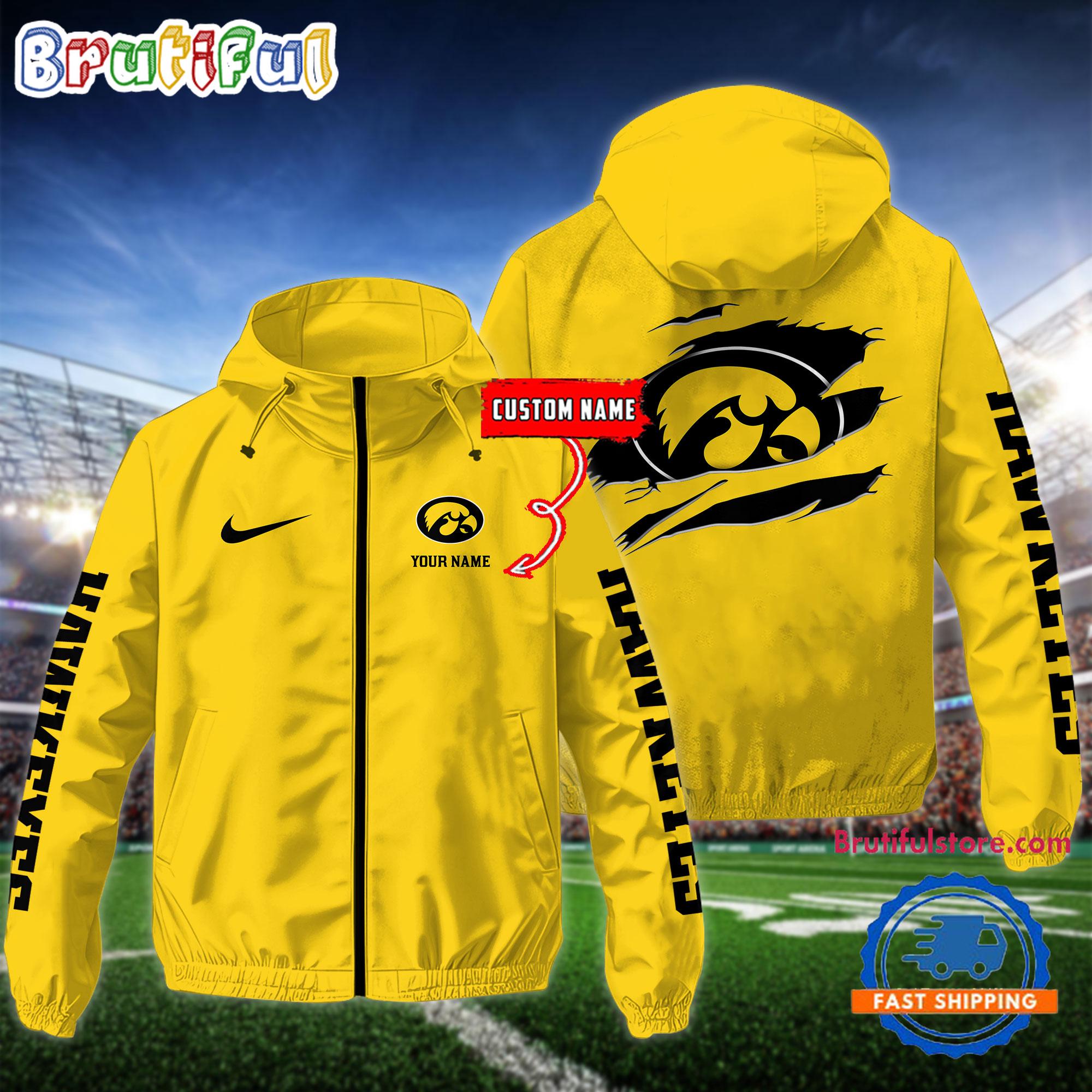 NCAA Iowa Hawkeyes Special Football Logo Team Design Windbreaker Outdoor Jacket