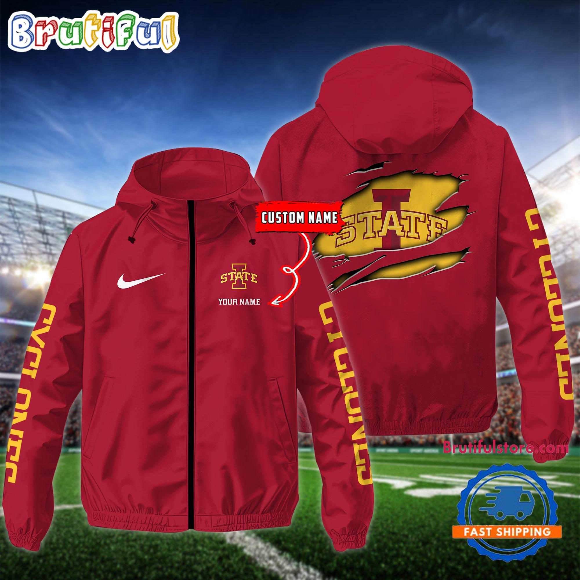 NCAA Iowa State Cyclones Special Football Logo Team Design Windbreaker Outdoor Jacket