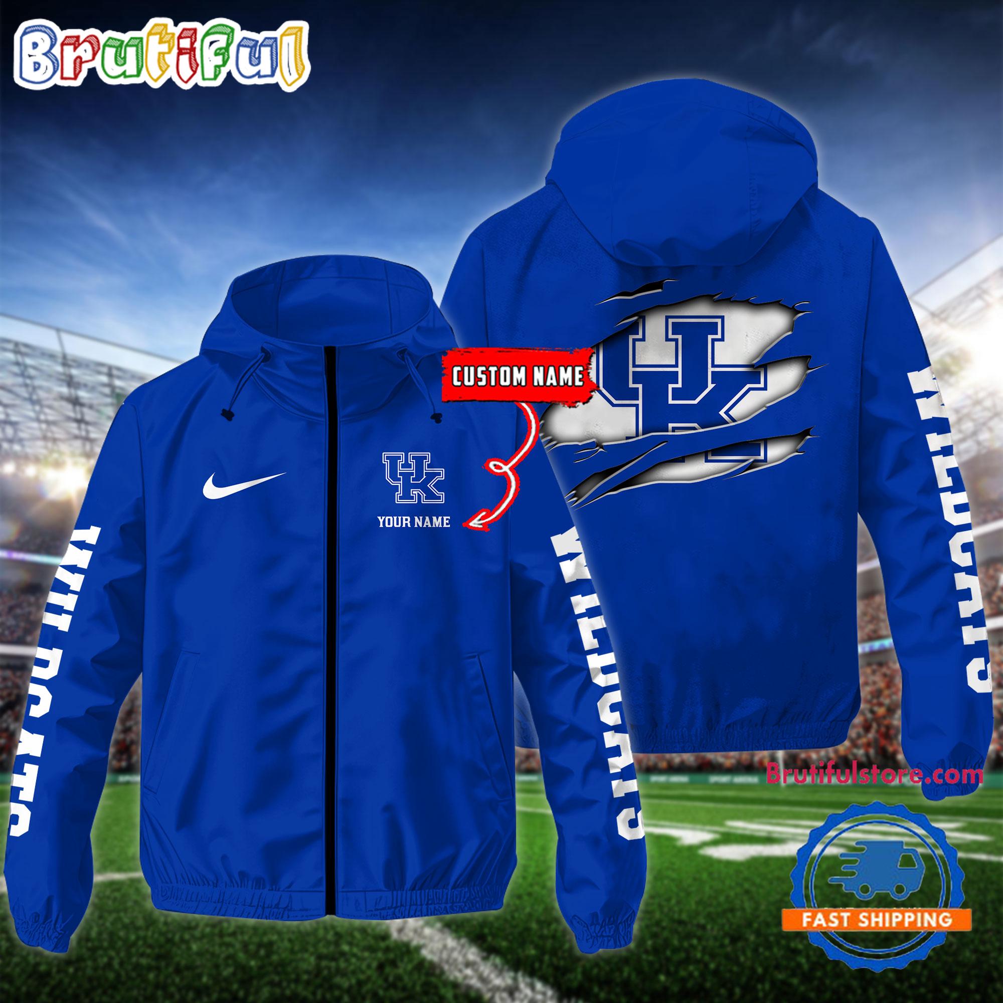 NCAA Kentucky Wildcats Special Football Logo Team Design Windbreaker Outdoor Jacket