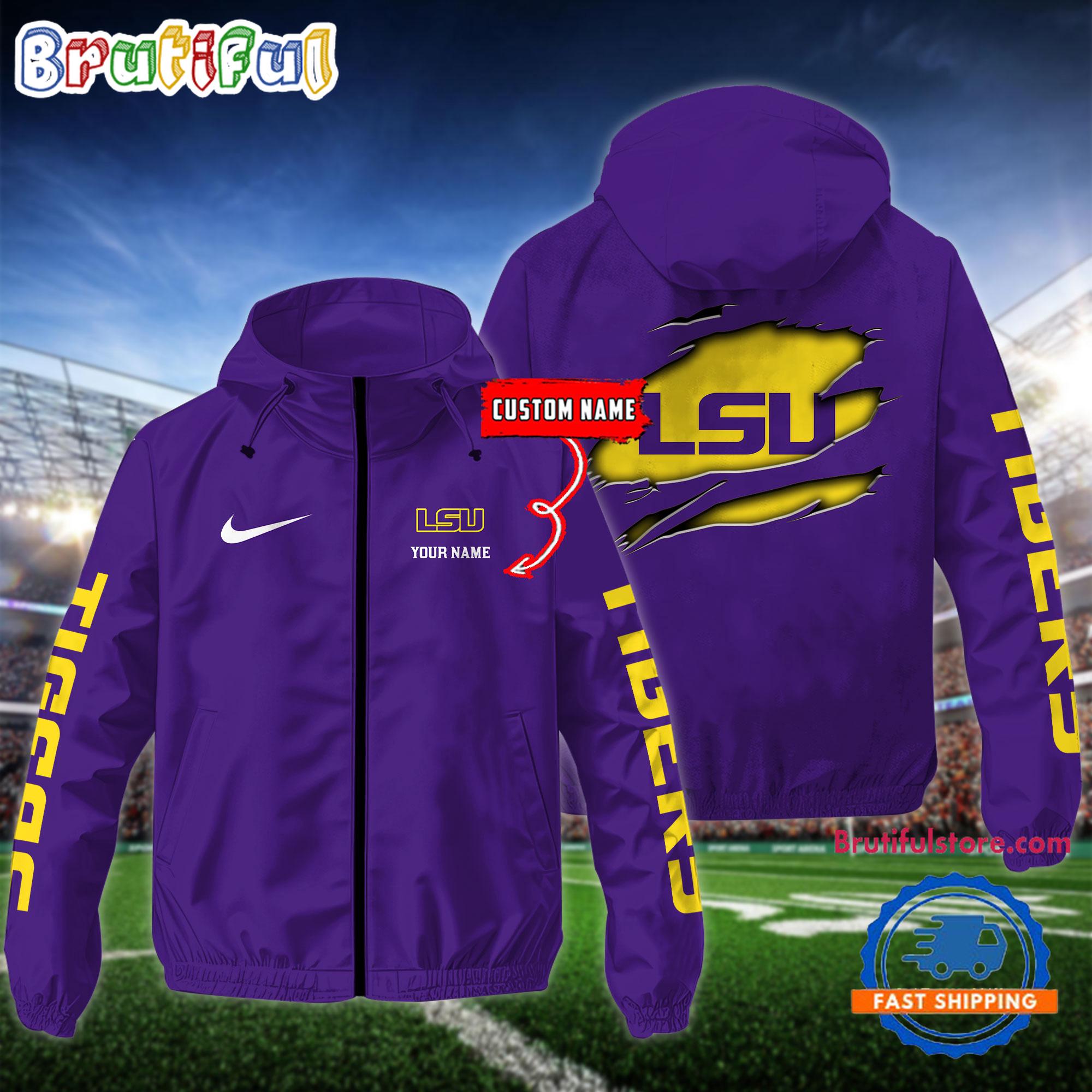 NCAA LSU Tigers Special Football Logo Team Design Windbreaker Outdoor Jacket
