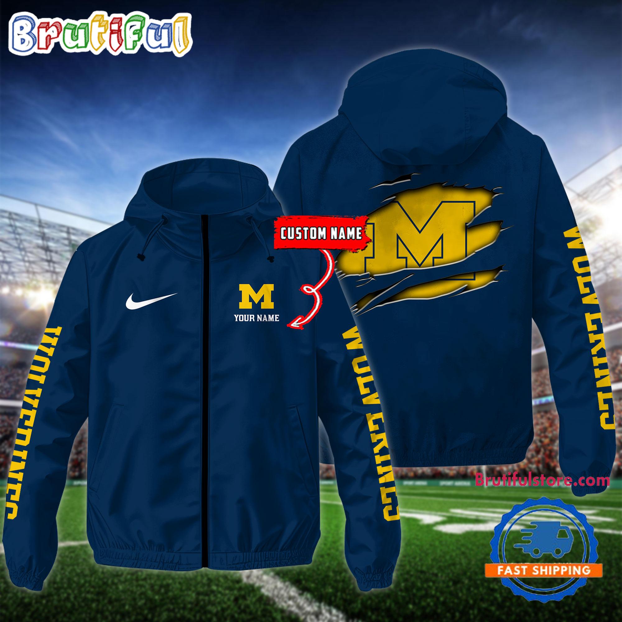NCAA Michigan Wolverines Special Football Logo Team Design Windbreaker Outdoor Jacket