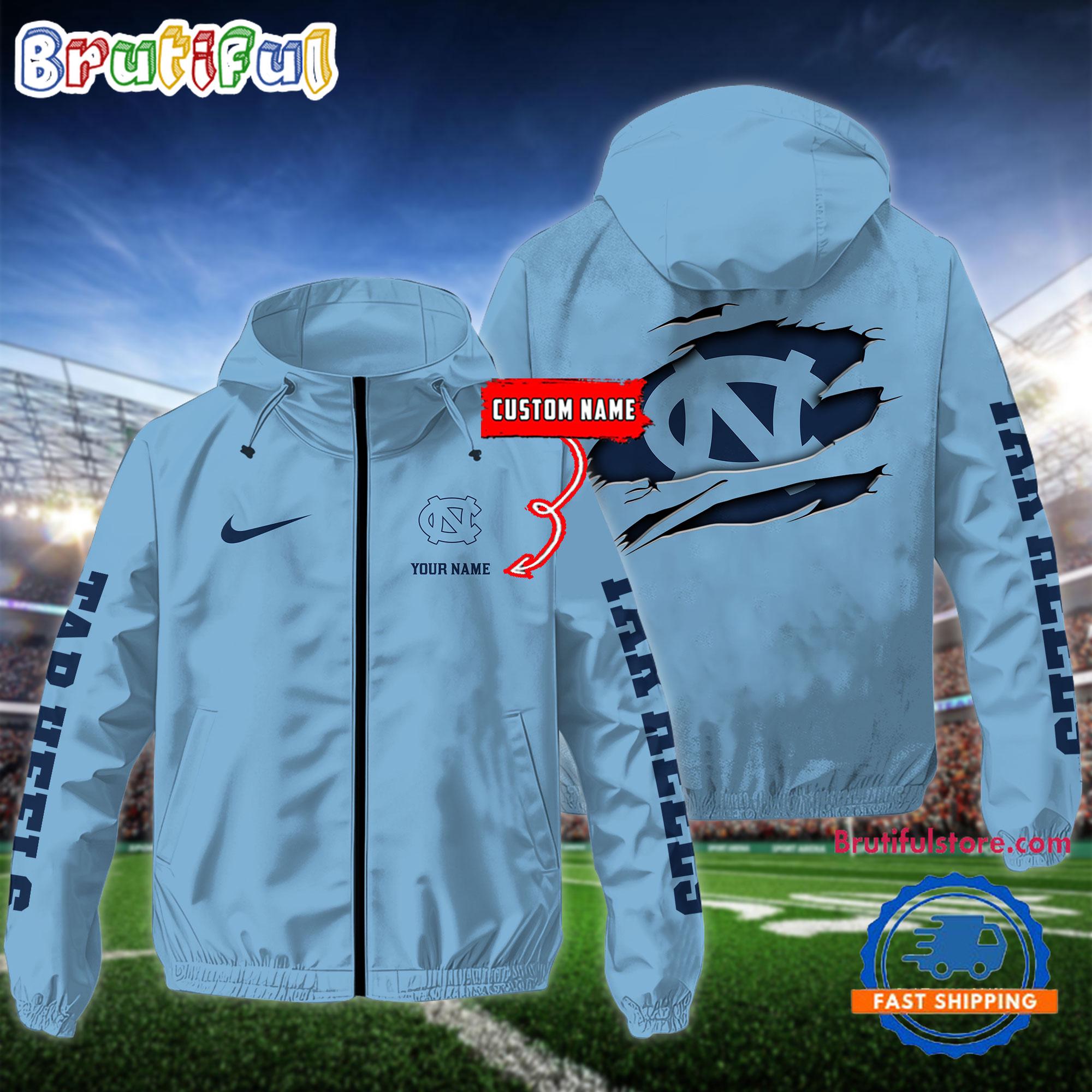 NCAA North Carolina Tar Heels Special Football Logo Team Design Windbreaker Outdoor Jacket
