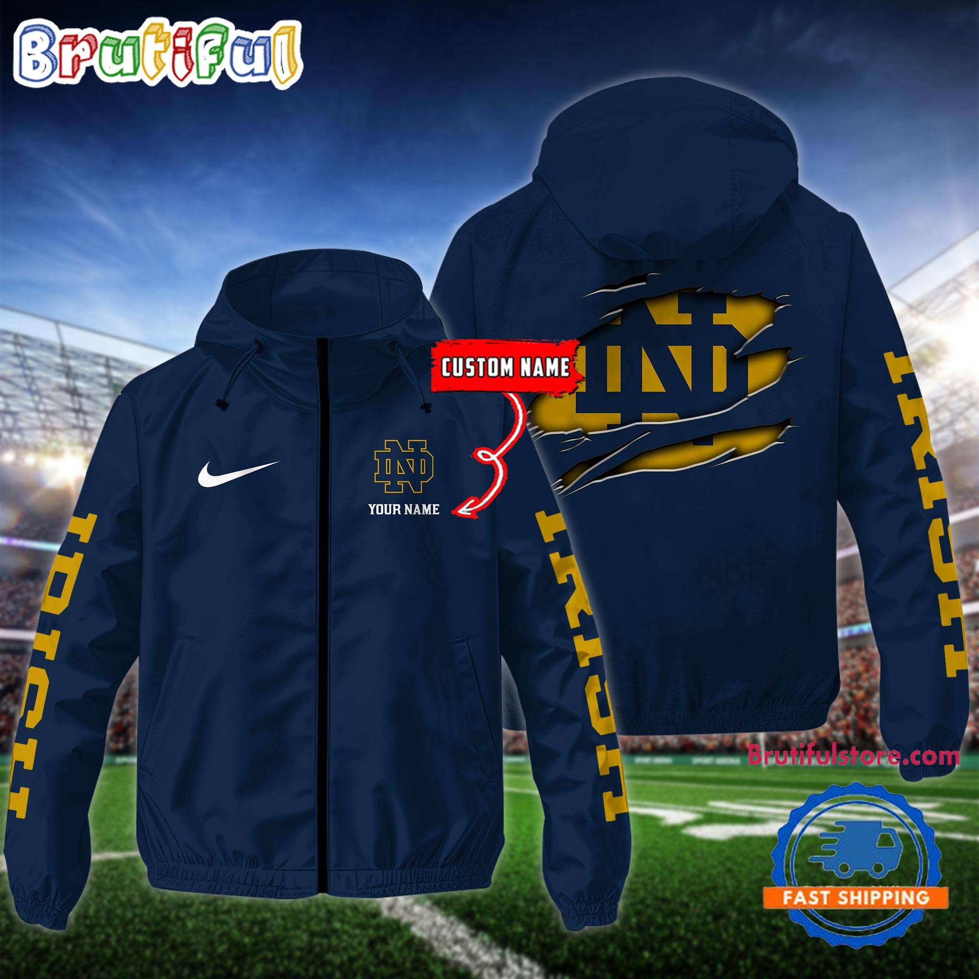 NCAA Notre Dame Fighting Irish Special Football Logo Team Design Windbreaker Outdoor Jacket