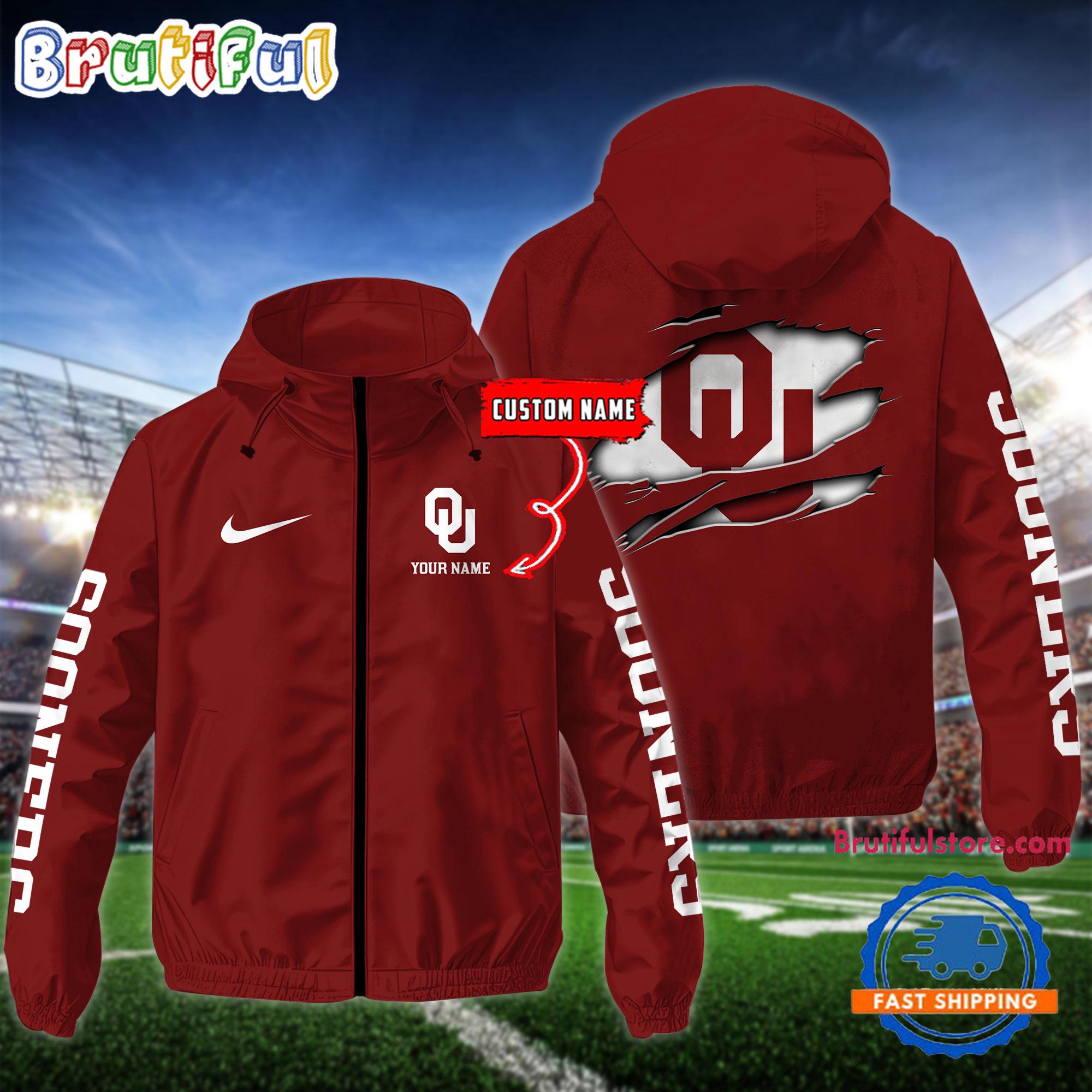 NCAA Oklahoma Sooners Special Football Logo Team Design Windbreaker Outdoor Jacket