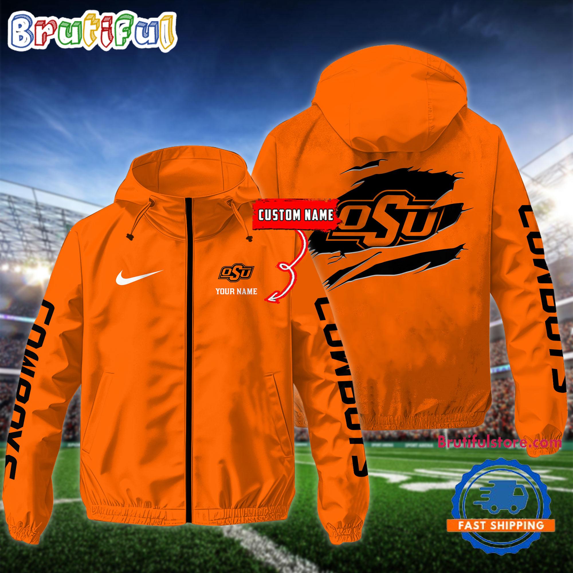 NCAA Oklahoma State Cowboys Special Football Logo Team Design Windbreaker Outdoor Jacket
