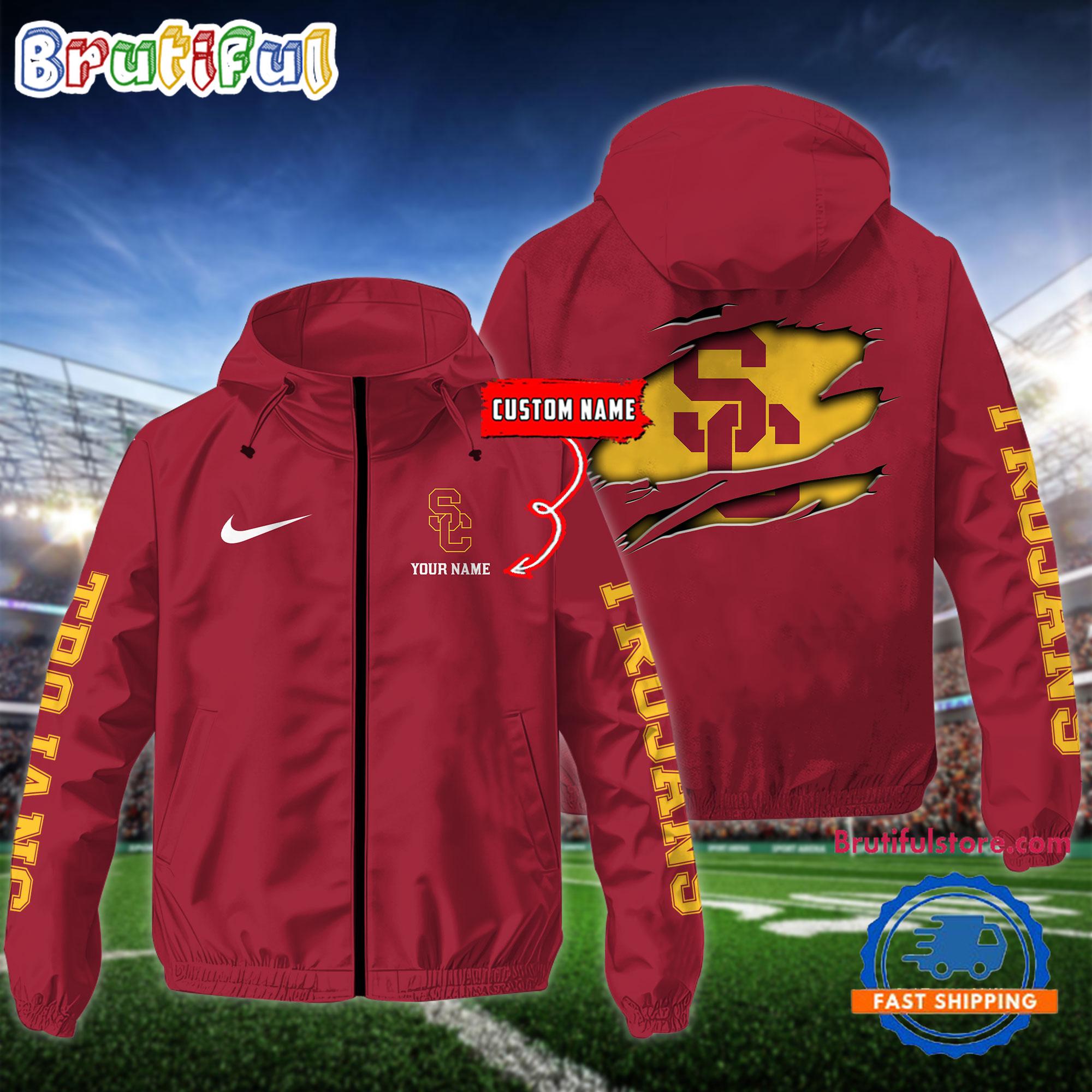 NCAA USC Trojans Special Football Logo Team Design Windbreaker Outdoor Jacket