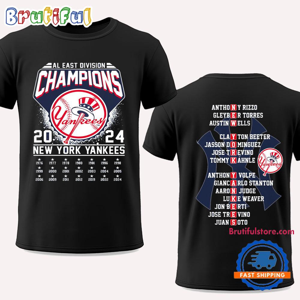 New York Yankees 2024 AL West Division Champions Team Graphics Design T Shirt