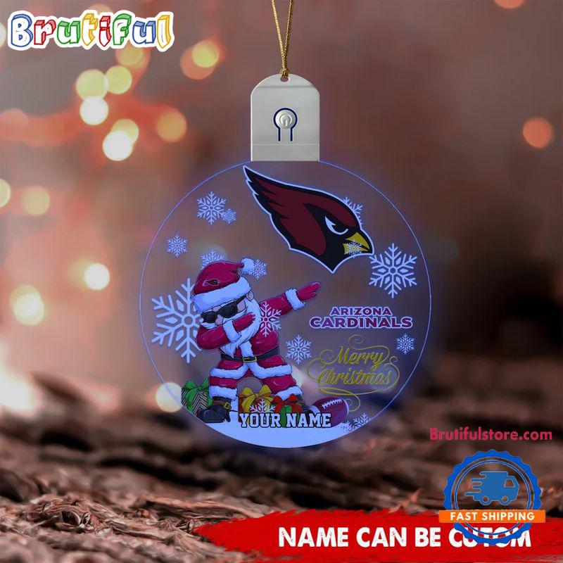 NFL Arizona Cardinals Football Team Christmas Santa Claus Circle Led Acrylic Ornament