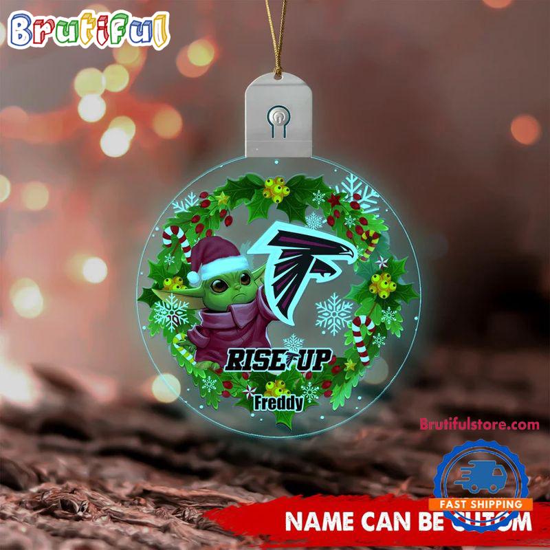 NFL Atlanta Falcons Special Baby Yoda SW Movies Christmas Circle Led Acrylic Ornament