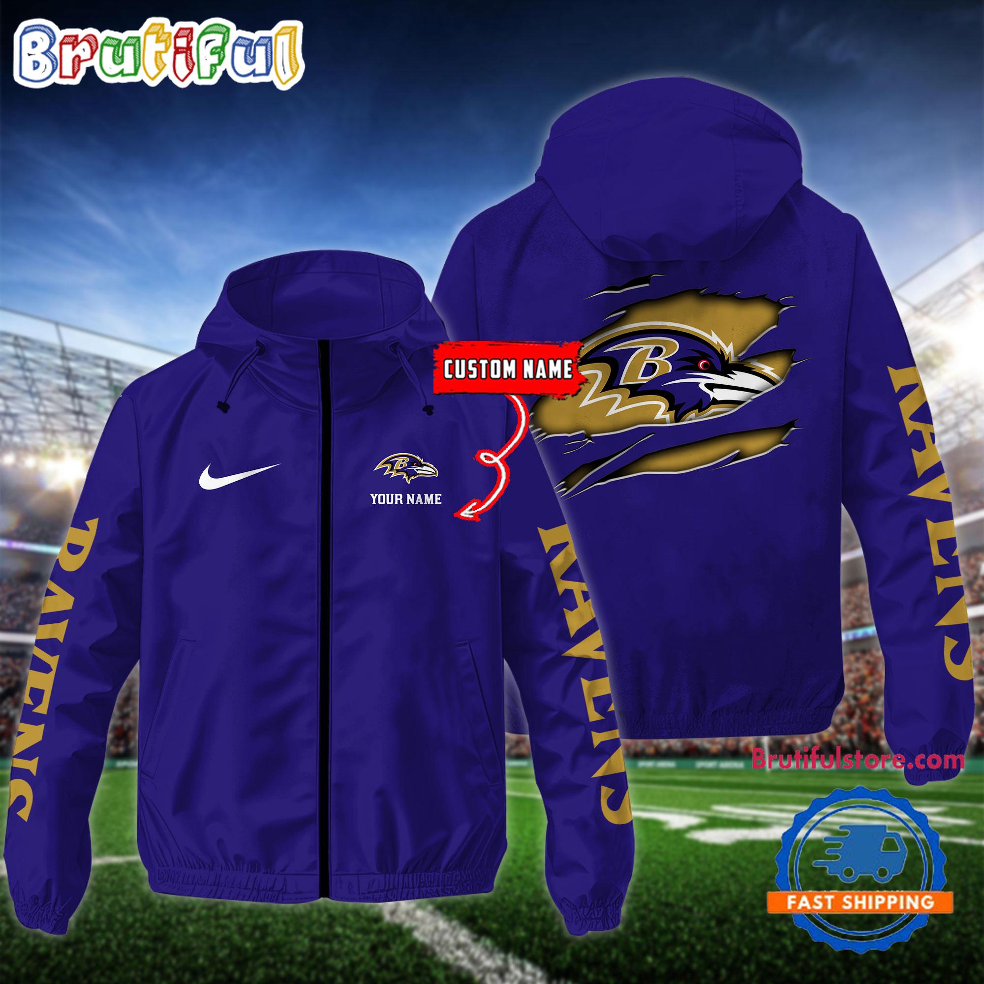 NFL Baltimore Ravens Special Football Logo Team Design Windbreaker Outdoor Jacket