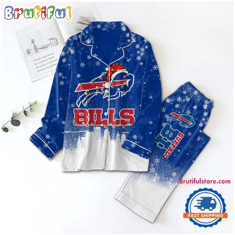 NFL Buffalo Bills Christmas For Winter Season Satin Pajamas Set